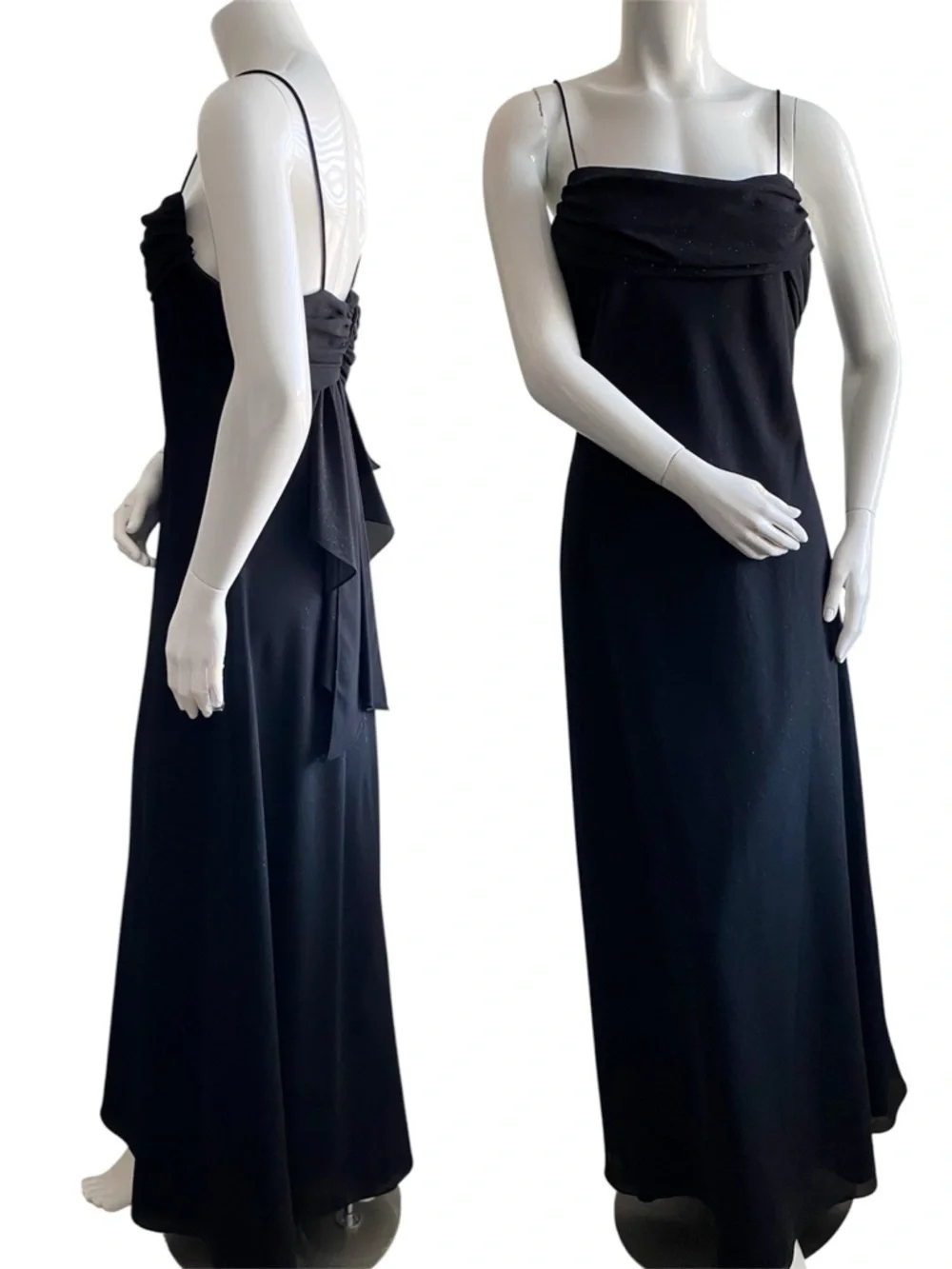 Betsy & Adam Glitter Black Maxi Dress Formal Draped Dark Romantic Whimsigoth 14_6
